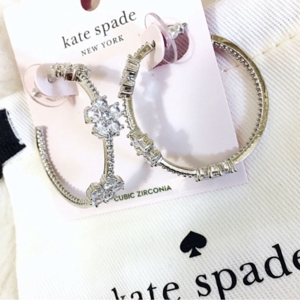 New Kate Spade GLEAMING GARDENIA FLOWER HOOPS - Picture 12 of 16